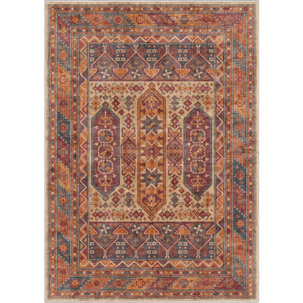Multi Color 5 ft. 3 in. x 7 ft. 3 in. Apollo Praha Vintage Global Tribal Area Rug - Hercitys