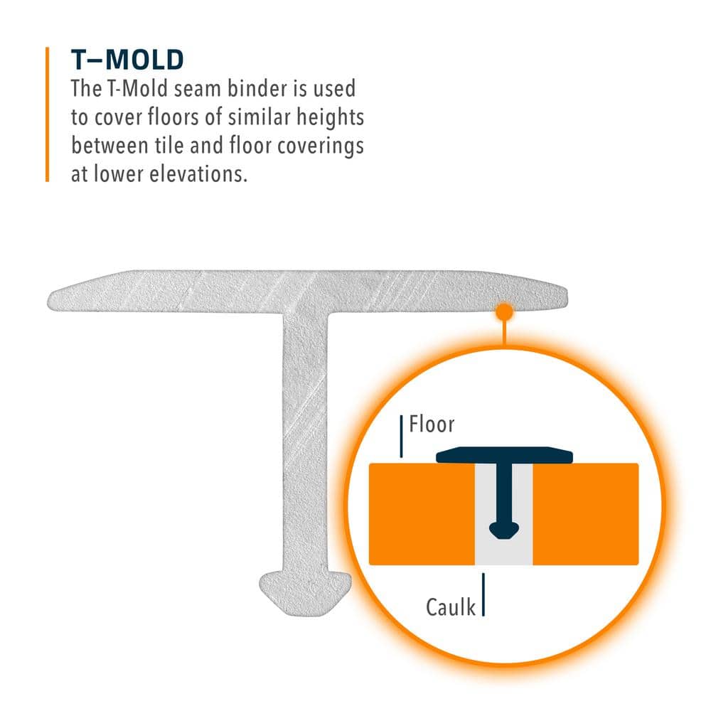 Satin Silver 1 in. x 98-1/2 in. Aluminum T-Shaped Tile Edging Trim - Hercitys