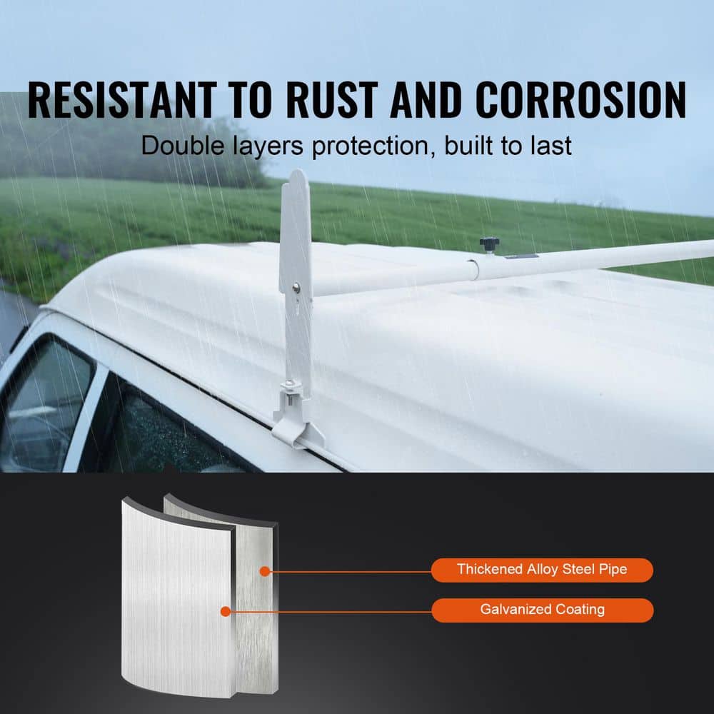 Van Roof Ladder Rack, 2 Bar Alloy Steel Ladder Rack, Adjustable from 47.2 in.-78.7 in. 500 lbs. Capacity - Hercitys