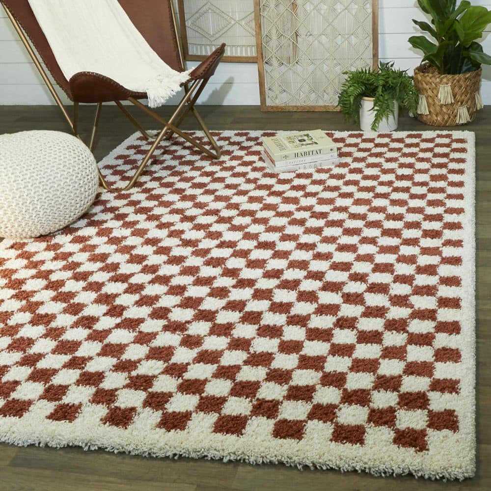 Covey Burnt Orange 5 ft. 3 in. x 7 ft. Geometric Area Rug - Hercitys