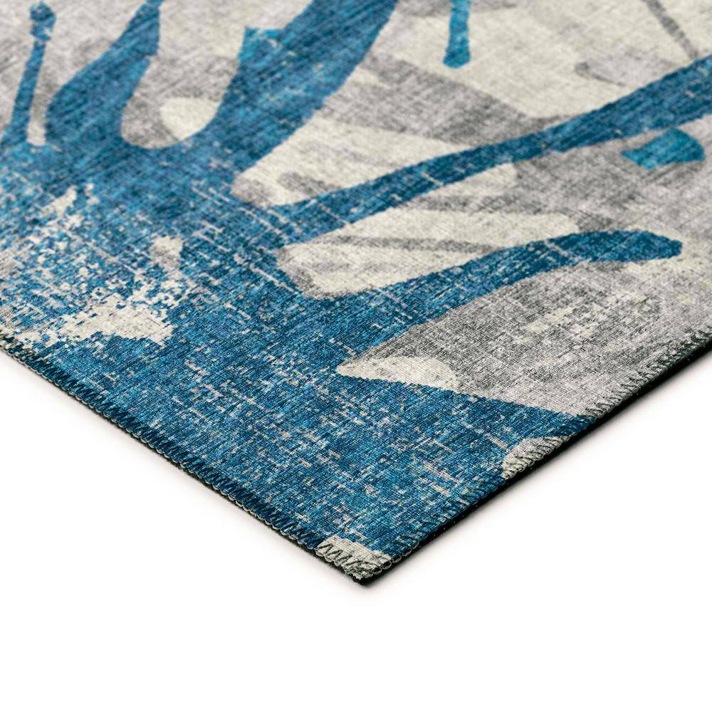 Bravado Blue 5 ft. x 7 ft. 6 in. Geometric Indoor/Outdoor Washable Area Rug - Hercitys