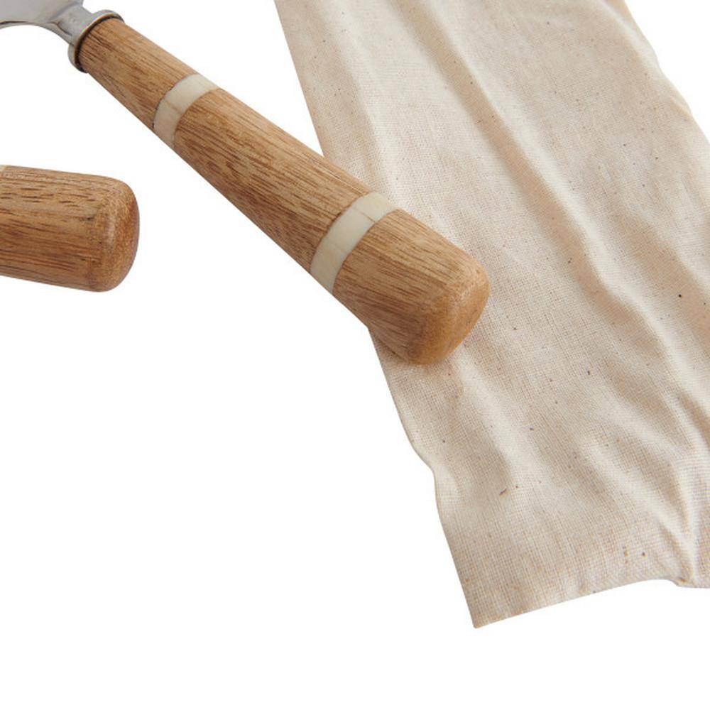 Stainless Steel Cake Knife and Server w/Wood and Horn Handles (Set of 2) - Hercitys