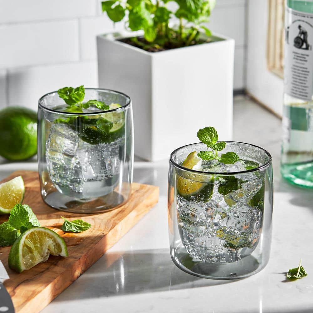 Sorrento 2-pc Double-Wall Tumbler Glass Set – Smoke Grey - Hercitys