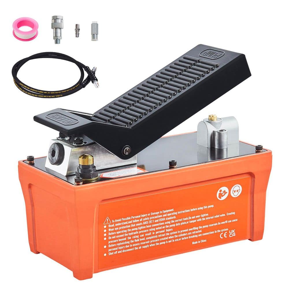 Air Hydraulic Pump, 10,000 PSI 1/2 Gal. Reservoir, NPT 3/8 in. Oil Outlet, NPT 1/4 in. Inlet, 6.6 ft. Pipe, Orange - Hercitys