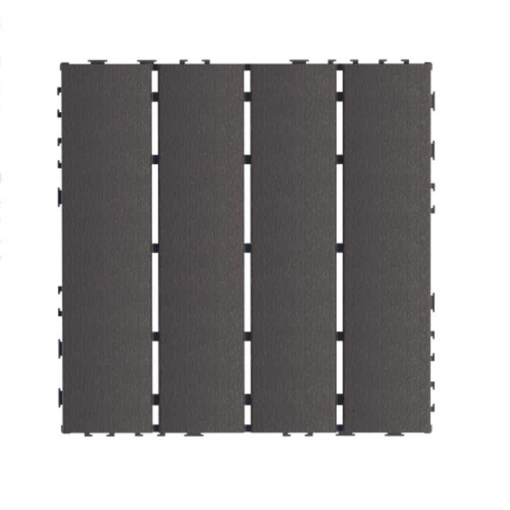 Pathway Tile Plastic Floor Paver 12 in. x 12 in. Outdoor Patio Interlocking Deck Tile in Gray 0.8 in. H (Pack of 44) - Hercitys