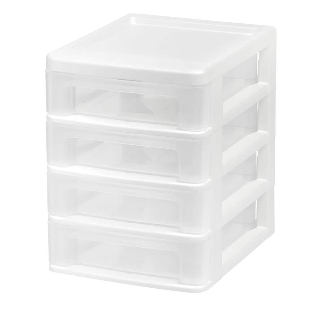 8.38 in. W x 8.88 in. H Compact Desktop System with 4 Drawers in White, Storage Tote - Hercitys