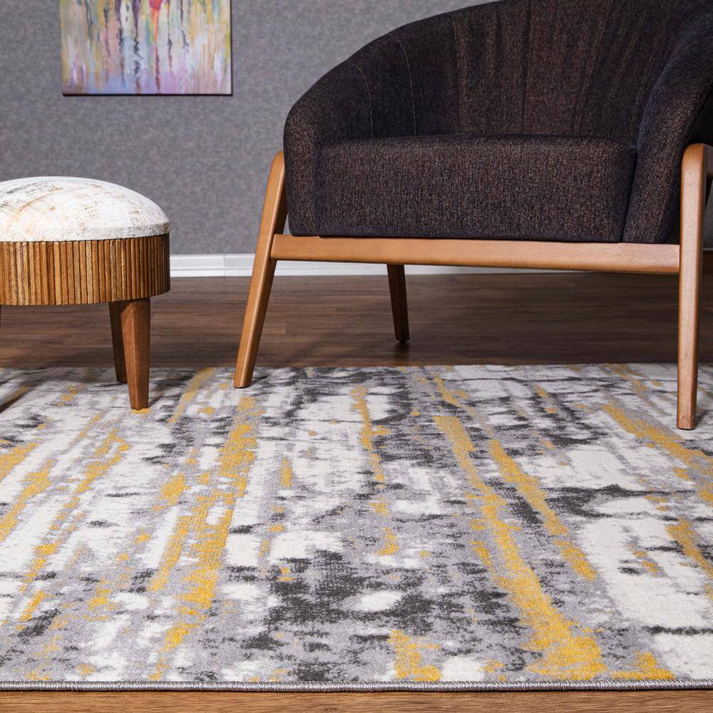 Yellow 5 ft. x 7 ft. Vintage Abstract Modern Area Rug - Hercitys