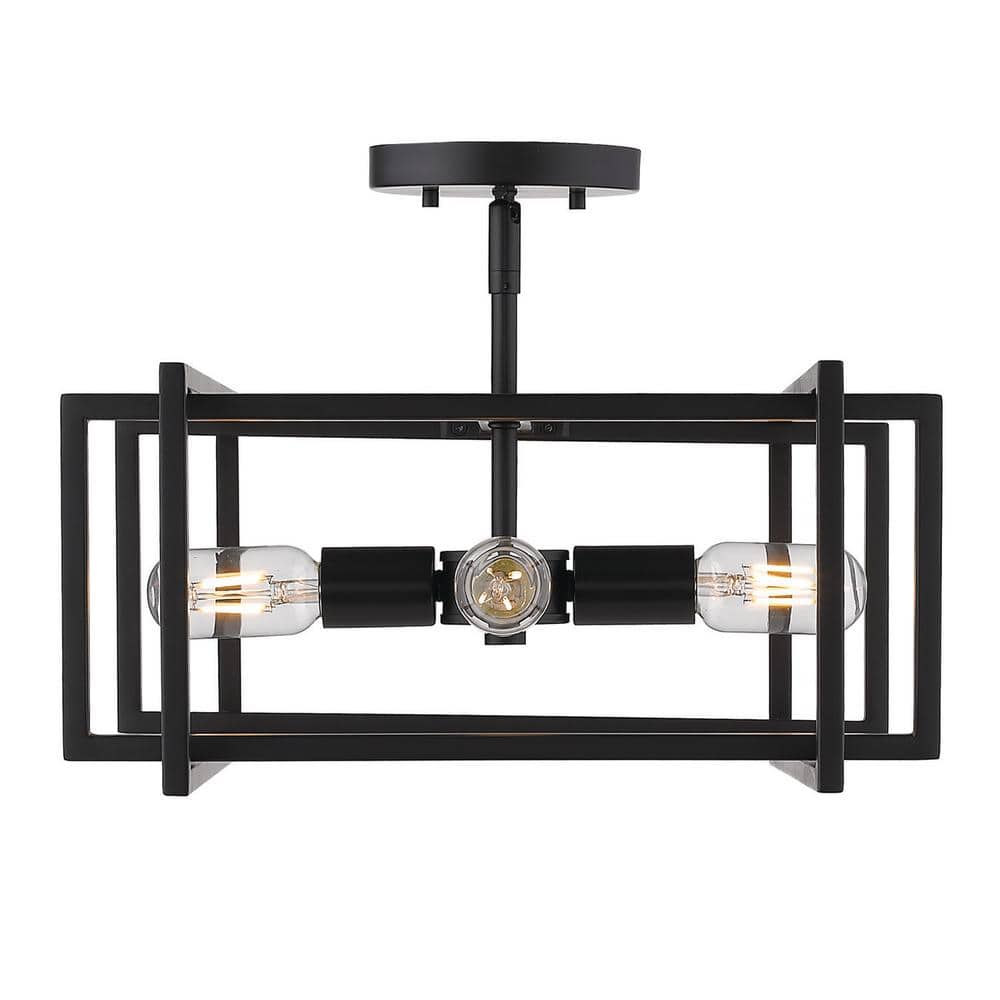 Tribeca 15.5 in. 4-Light Black with Black Accents Semi-Flush Mount - Hercitys