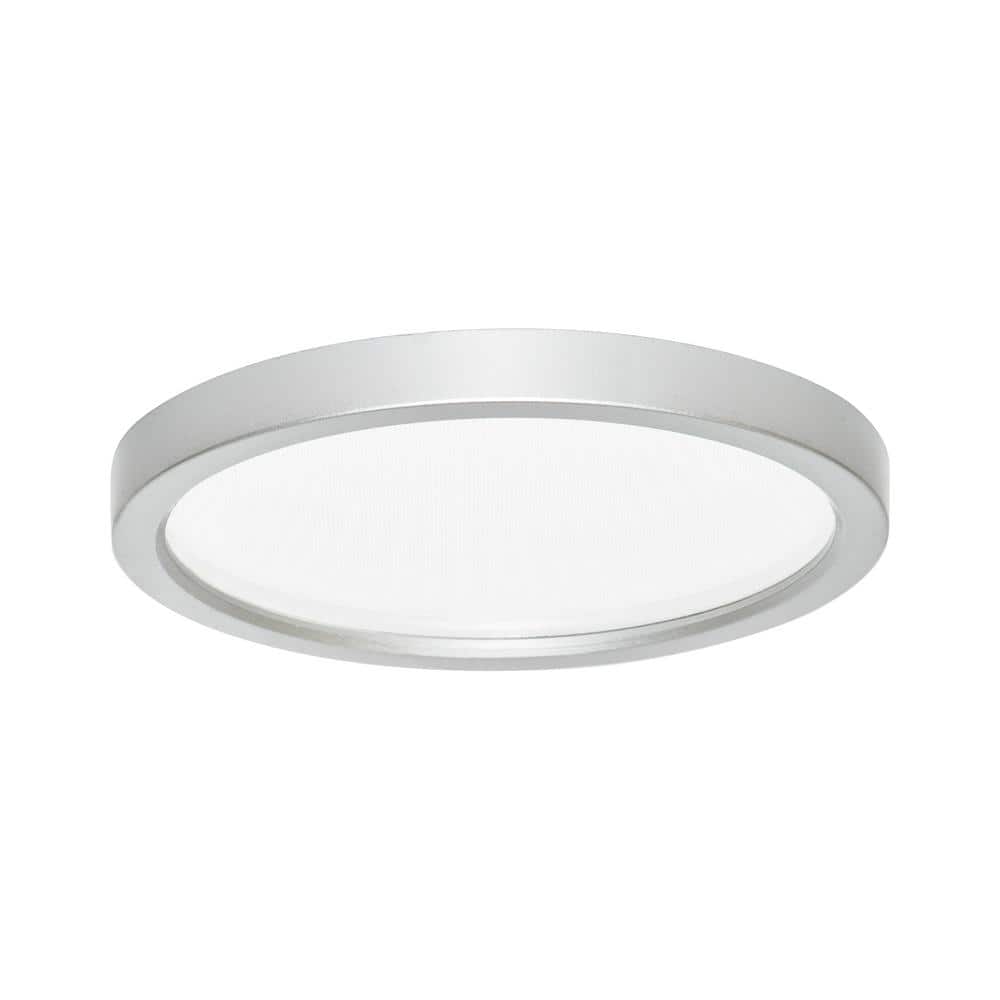 Slim Disk Round Smdl 5.5 in. Nickel Surface Mount Ceiling Light 3000K Warm White Recessed Integrated Led Trim Kit - Hercitys