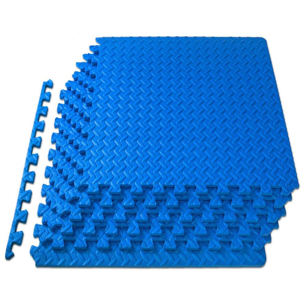 Blue 24 in. W x 24 in. L x 0.5 in. T EVA Interlocking Foam Gym Flooring Mat (6 Tiles/Pack) (24 sq. ft.) - Hercitys