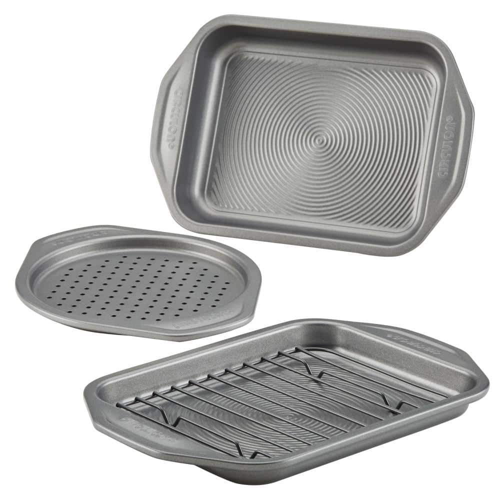 Total Bakeware Nonstick Toaster Oven and Personal Pizza Pan Baking Set, Gray, 4-Piece - Hercitys