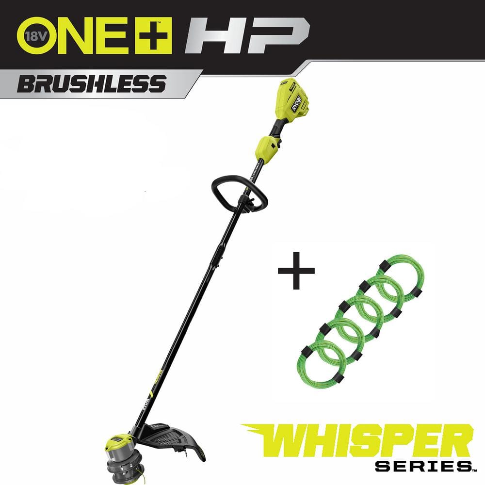 ONE+ HP 18V Brushless Whisper Series Cordless Battery String Trimmer w/ Extra 5-Pack Pre-Cut Spiral Line (Tool Only) - Hercitys