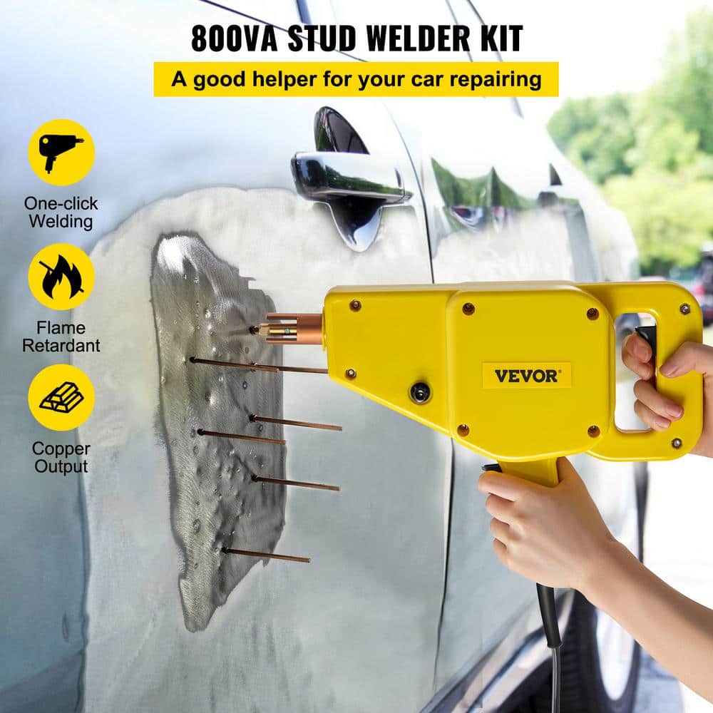 Stud Welder Kit 1600 Amp Spot Dent Puller Kit IP22 800VA 110-Volt with Slide Hammer Nails for Auto Body Repairing - Hercitys