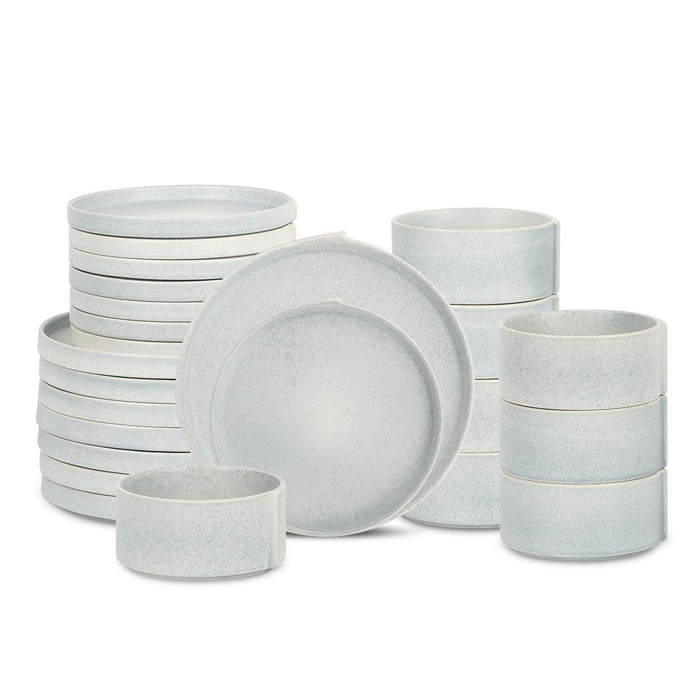 Bao 24-Piece Blue-Grey Stoneware Dinnerware Set (Service for 8) - Hercitys