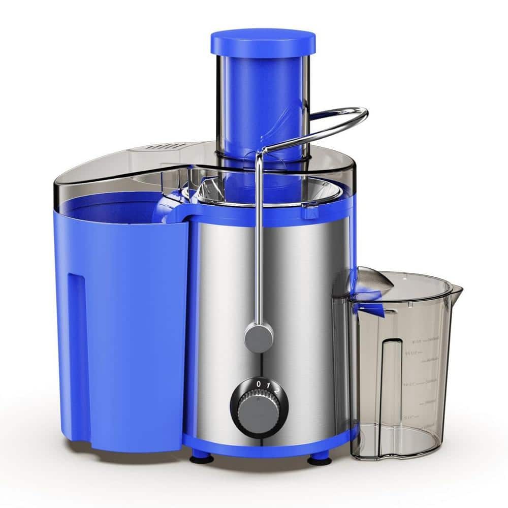 Blue Stainless Steel Juicer Machine, 800 W Centrifugal Juicer Extractor with 3 in. Wide Mouth Feed Chute - Hercitys