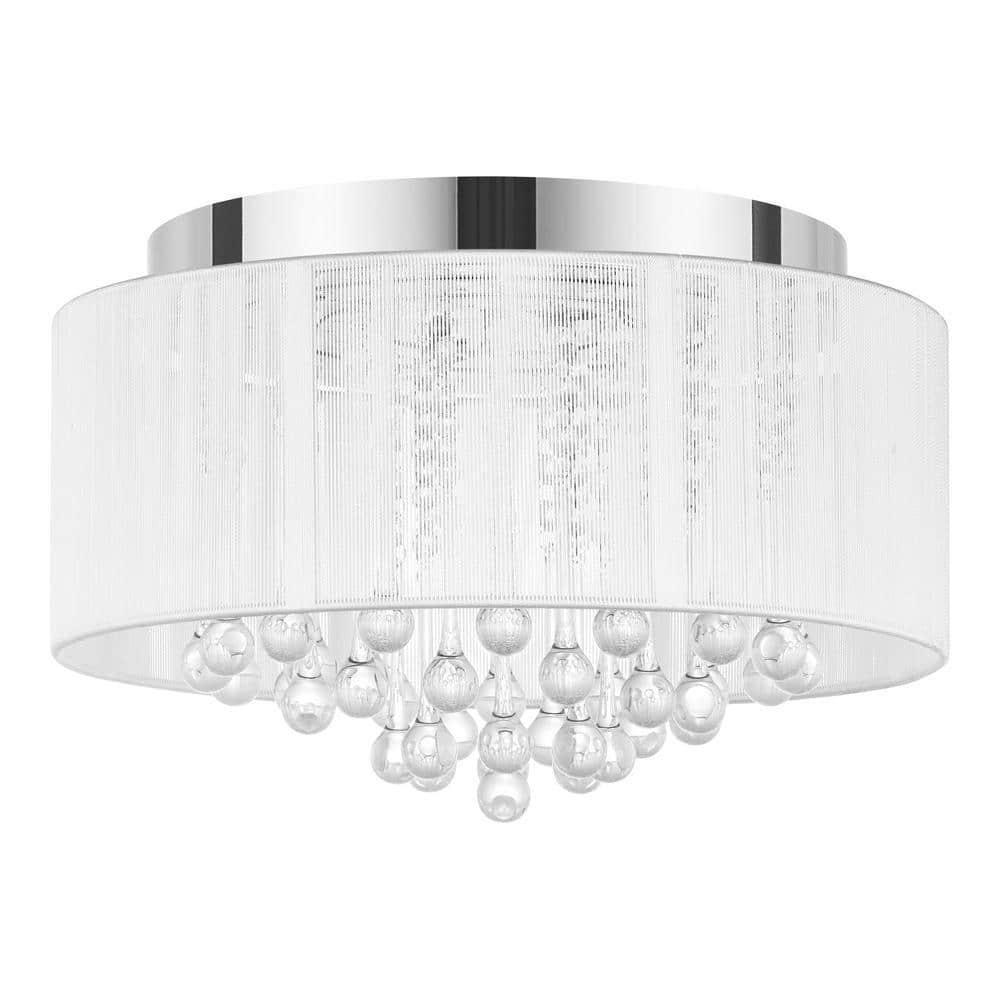 Flenniken 15 in. Integrated LED Chrome and Crystal Flush Mount Ceiling Light Fixture - Hercitys