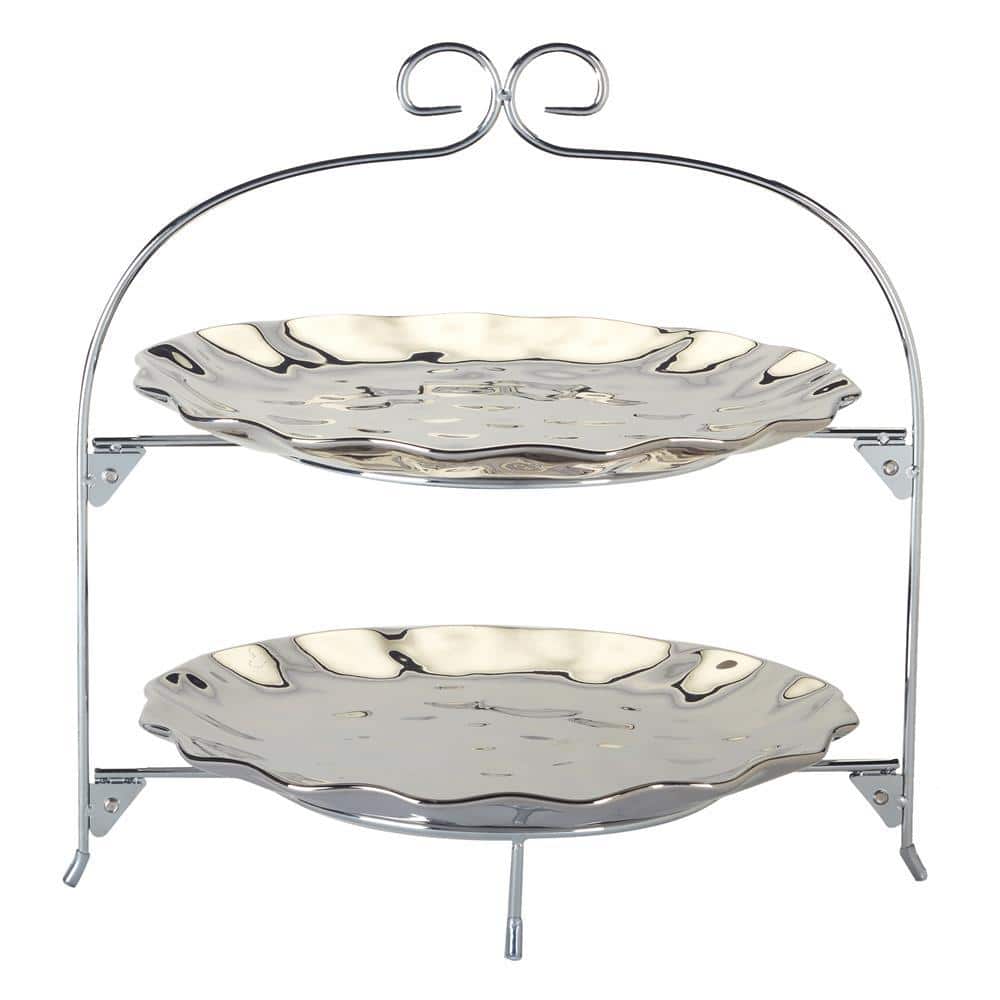 Silver Coast 2-Tier Dish Rack with 11 in. Plates - Hercitys