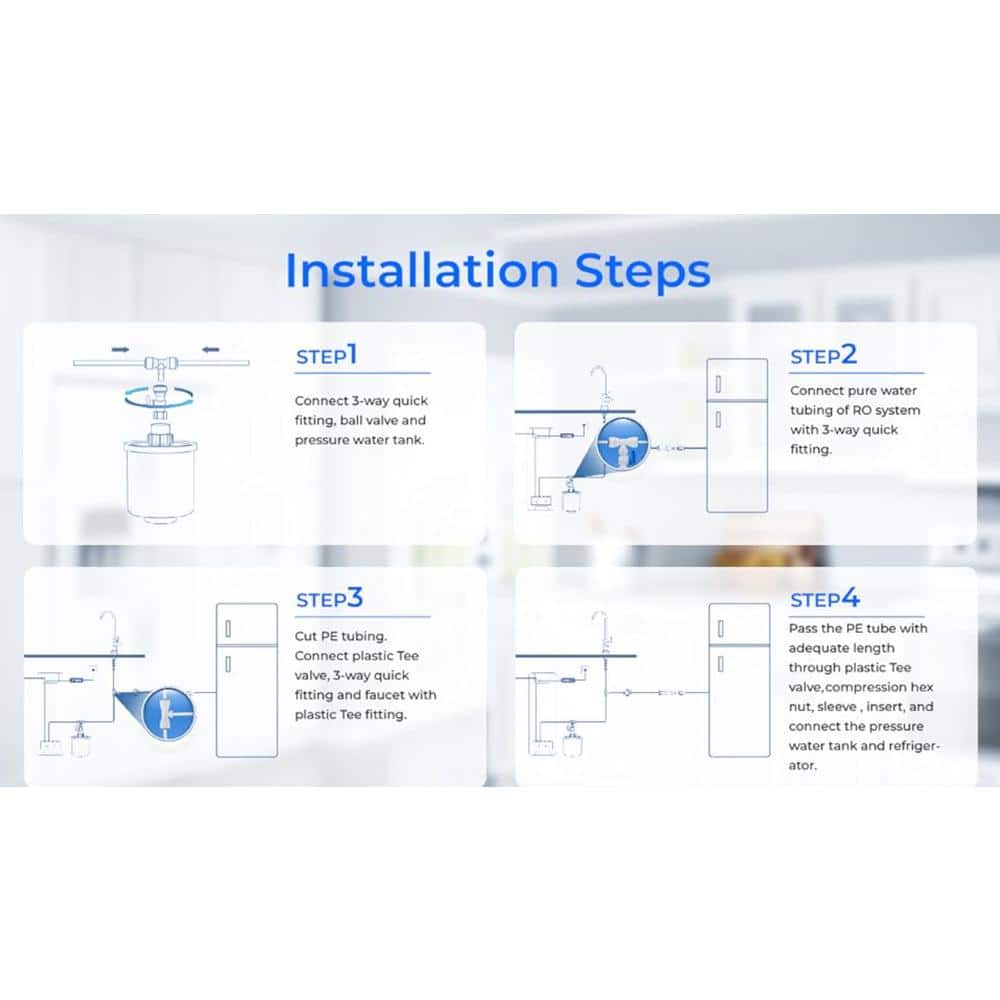 WD-PMT Small Pressure Tank, Fits all Tankless RO Systems, Compatible with G3, G2, D6, PD600,1/4 in. Water Tubing - Hercitys