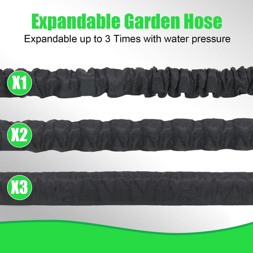 Lightweight 3/4 in. x 100 ft. Expandable Water Garden Hose with 7-Pattern Adjustable Nozzle - Hercitys