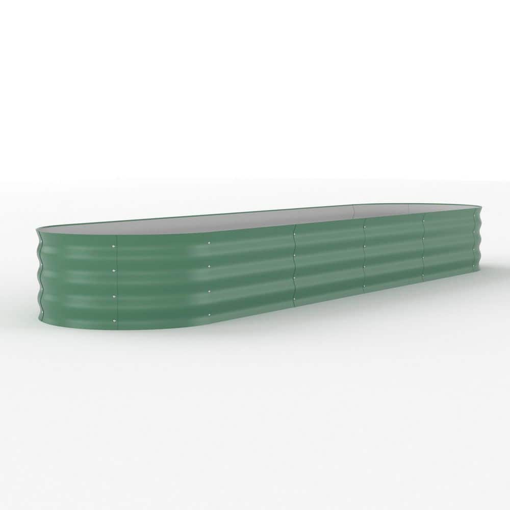 94.6 in. x 23.6 in. x 17.3 in. Outdoor Oval Galvanized Raised Garden Bed in Green - Hercitys