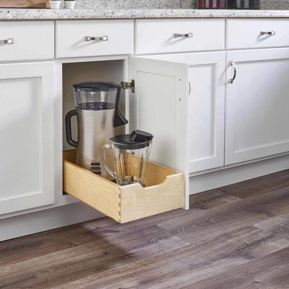 Light Brown Maple Veneer 11.71 in. Pullout Kitchen Cabinet Drawer w/ Soft-Close - Hercitys