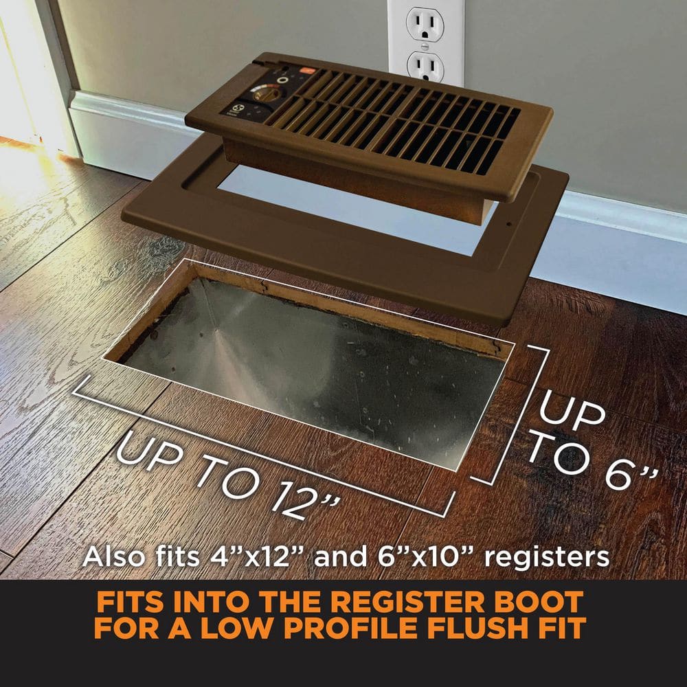 Flush Fit Smart Register Booster Fan in Brown with Adaptor Plate Included - Hercitys
