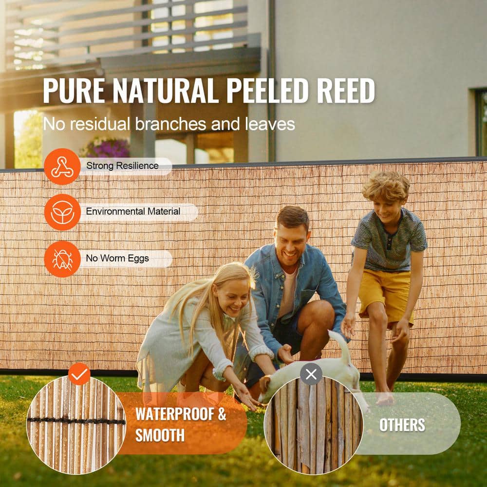 Natural Reed Fence, 4 ft. x 16.4 ft. Reed Screen Curtain For Outdoor Backyard Patio, Backyard Garden Decorative Fence - Hercitys