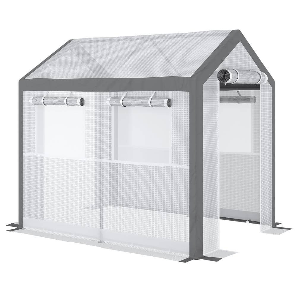 96 in. W x 72 in. D x 88 in. H Walk-In Tunnel Greenhouse with Roll-Up Windows - Hercitys