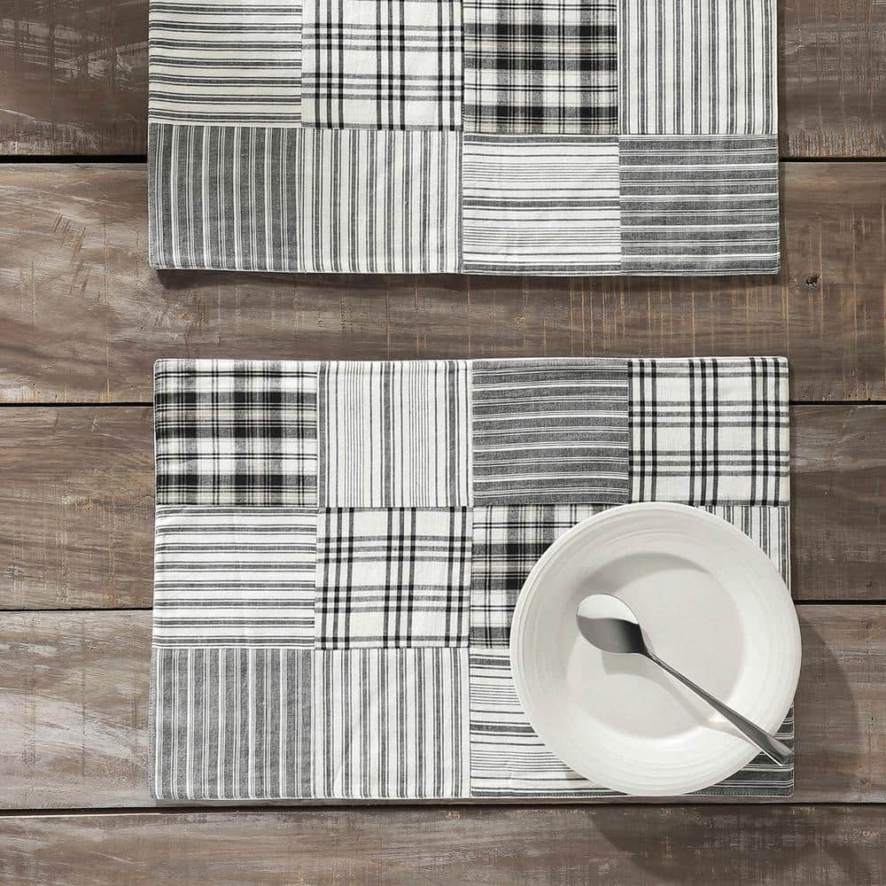 Sawyer Mill 19 in. W x 13 in. H Black Cotton Quilted Placemat (Set of 2) - Hercitys