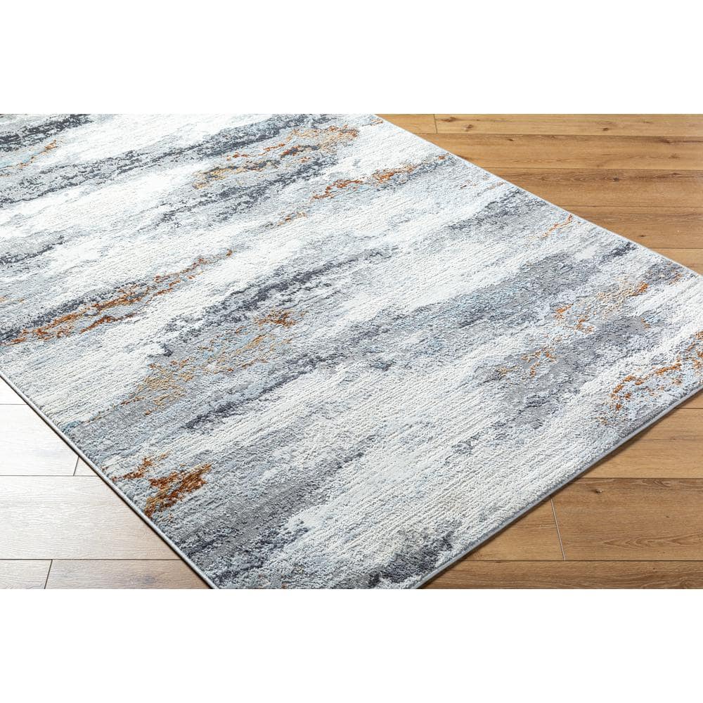 Mood White/Gray Rustic 5 ft. x 7 ft. Machine-Made Indoor Area Rug - Hercitys
