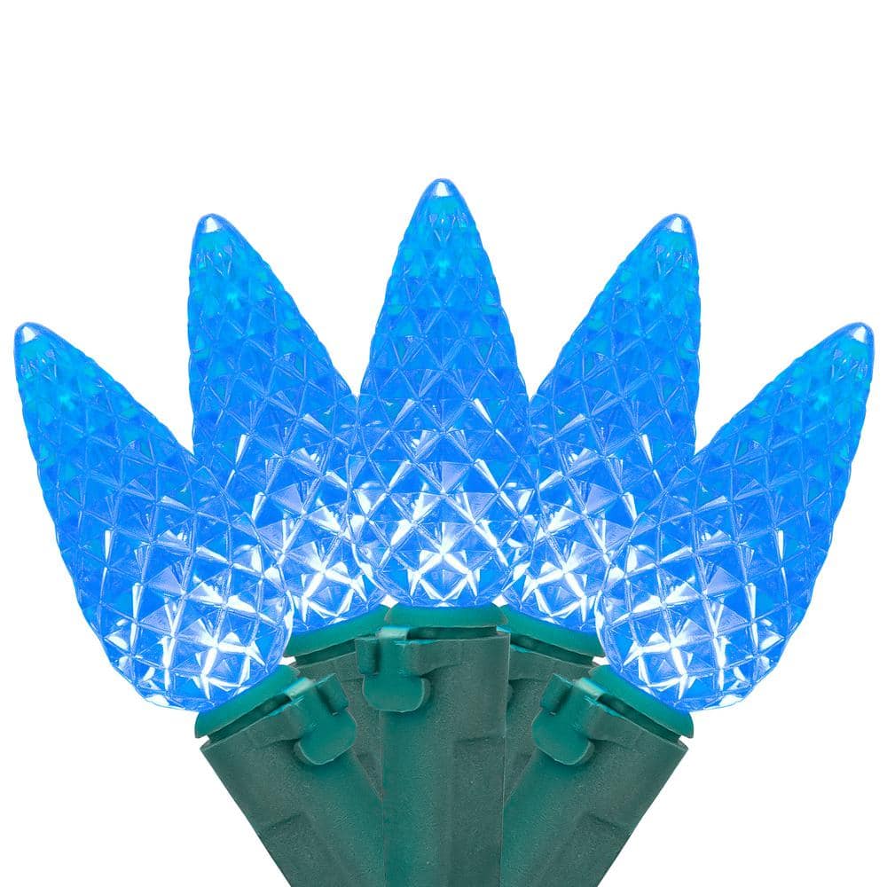 Set of 70 Blue LED C6 Christmas Lights – Green Wire - Hercitys