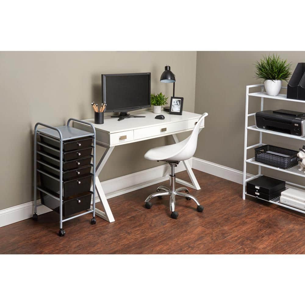 6-Drawer Metal File Organizer Cart in Smoke - Hercitys