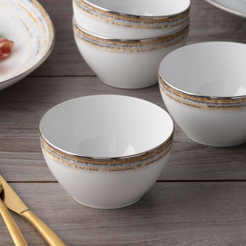 Raylan 4.25 in., 10 fl. oz. White Porcelain Mini Bowls, Set of 4 - Hercitys