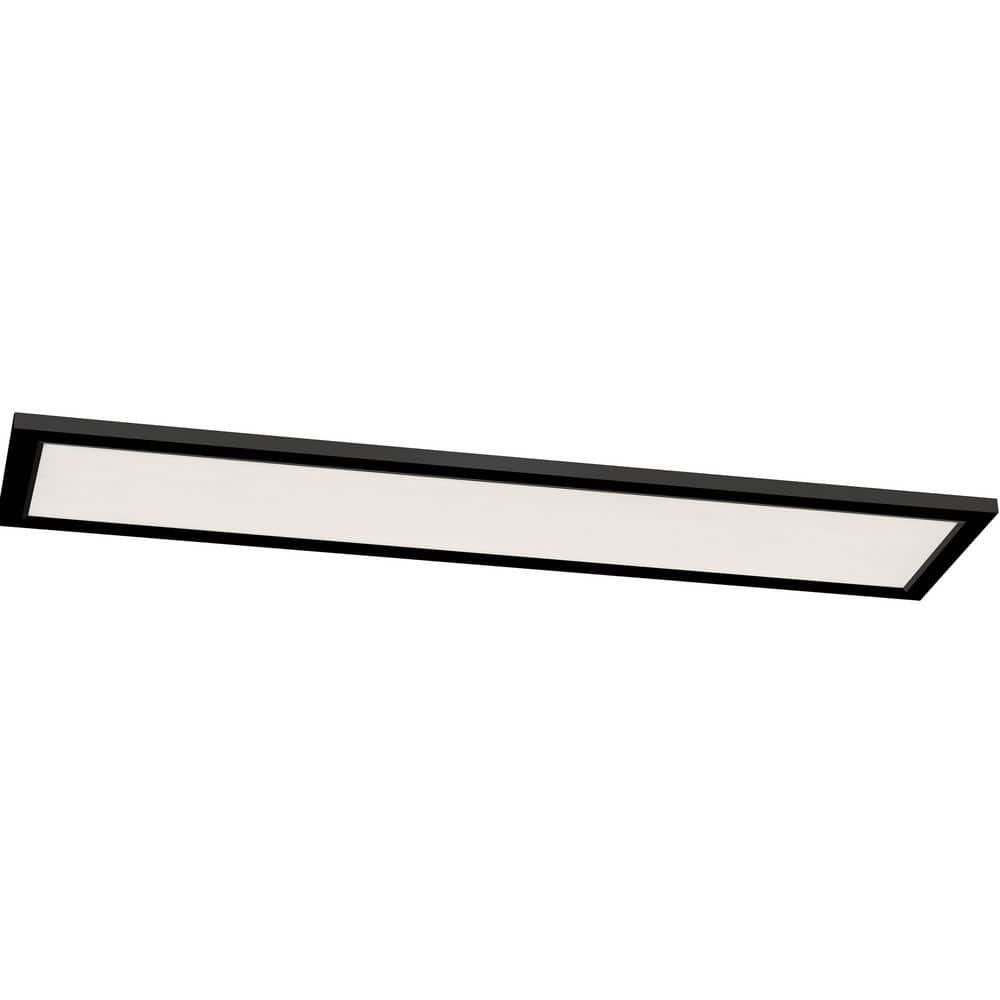 Lugano 12 in. 1-Light Black LED Flush Mount with White Acrylic Shade - Hercitys