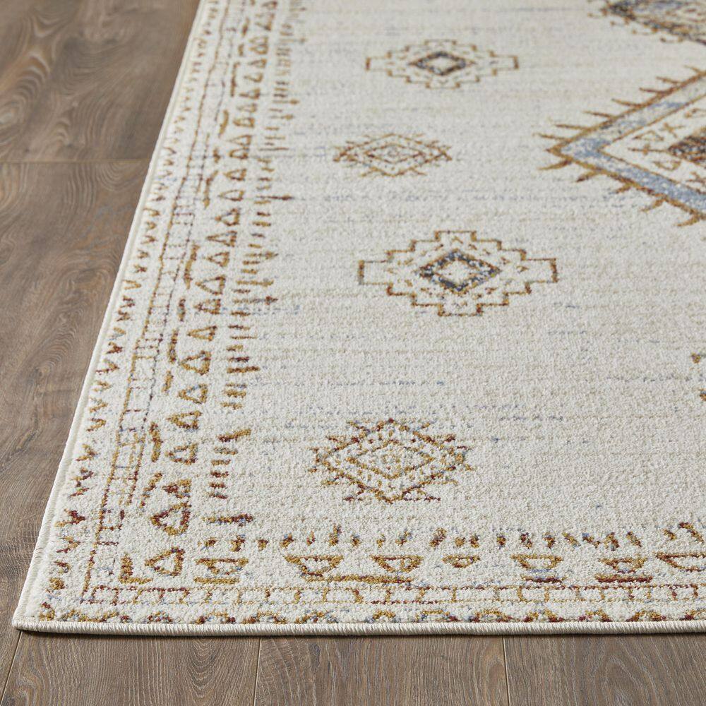 Alsbrooke Temarnie Cream 5 ft. 3 in. x 7 ft. 3 in. Tribal Polypropylene Area Rug - Hercitys