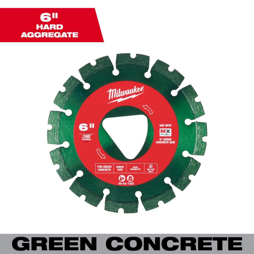 Green 6 in. x .100 in. Green Concrete Cutting Segmented Rim Diamond Blade (1-Pack) - Hercitys