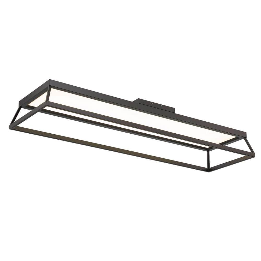 Terrace 44 in. Modern Matte Black Dimmable Integrated Selectable CCT LED Flush Mount for Kitchens - Hercitys