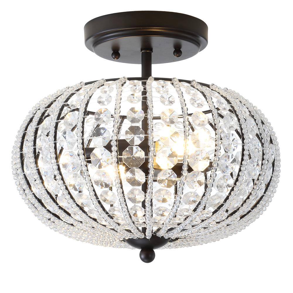 Catalina 11.7 in. Oil Rubbed Bronze/Crystal Metal /Acrylic LED Semi-Flush Mount - Hercitys