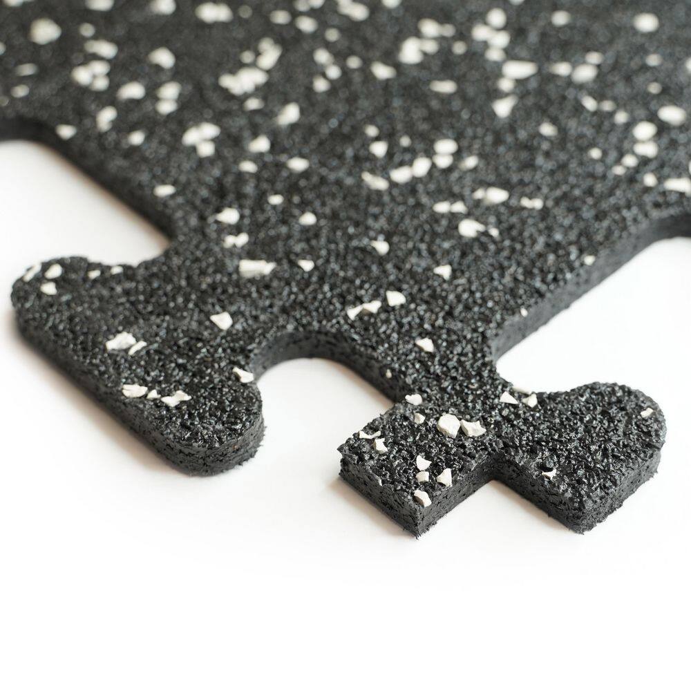 Rubber Gym Tiles with White Colored Flake 18 .in x 18 .in 8 mm Thick Interlocking Tile (6 Tiles/Case) (13.5 sq ft) - Hercitys