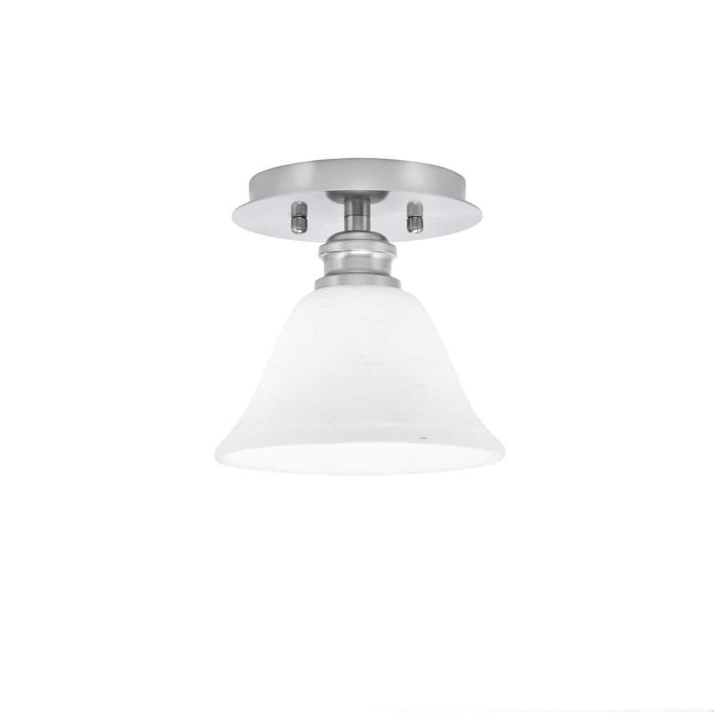 Albany 1-Light 7 in. Brushed Nickel Semi-Flush with White Muslin Glass Shade - Hercitys