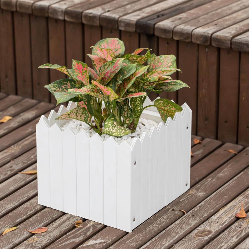Square Vinyl Traditional Fence Design Planter Box - Hercitys