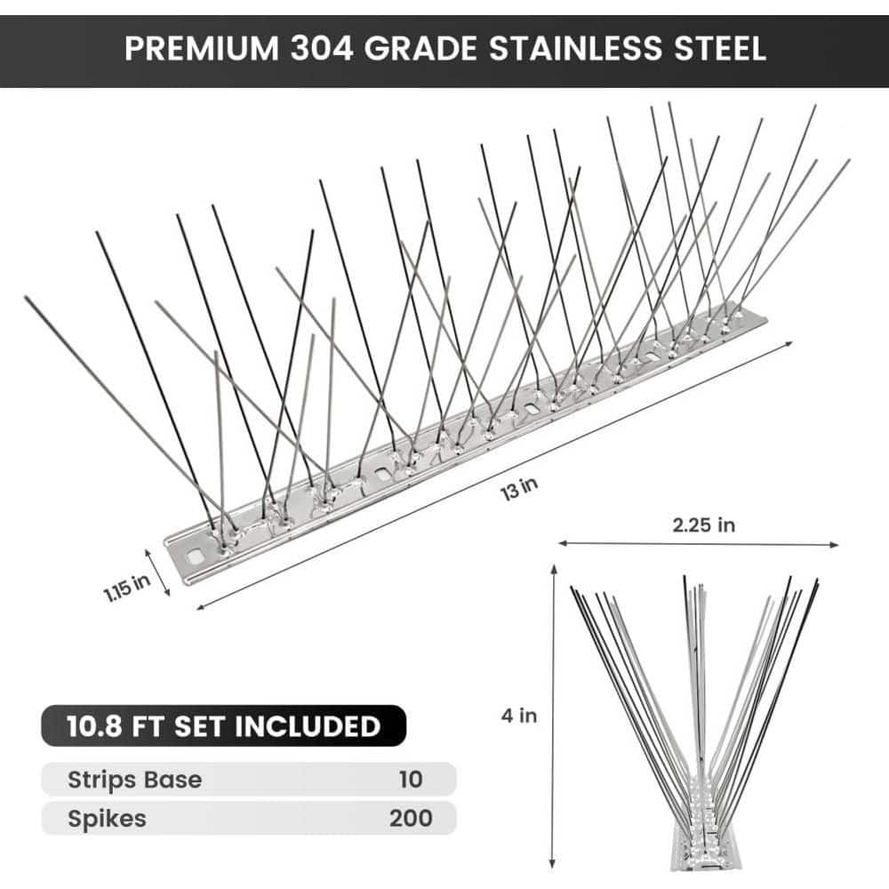 Stainless Steel Bird Spikes Easy Install Metal Bird Spikes Fence Kit Keeping Small Bird and Pigeon Away - Hercitys