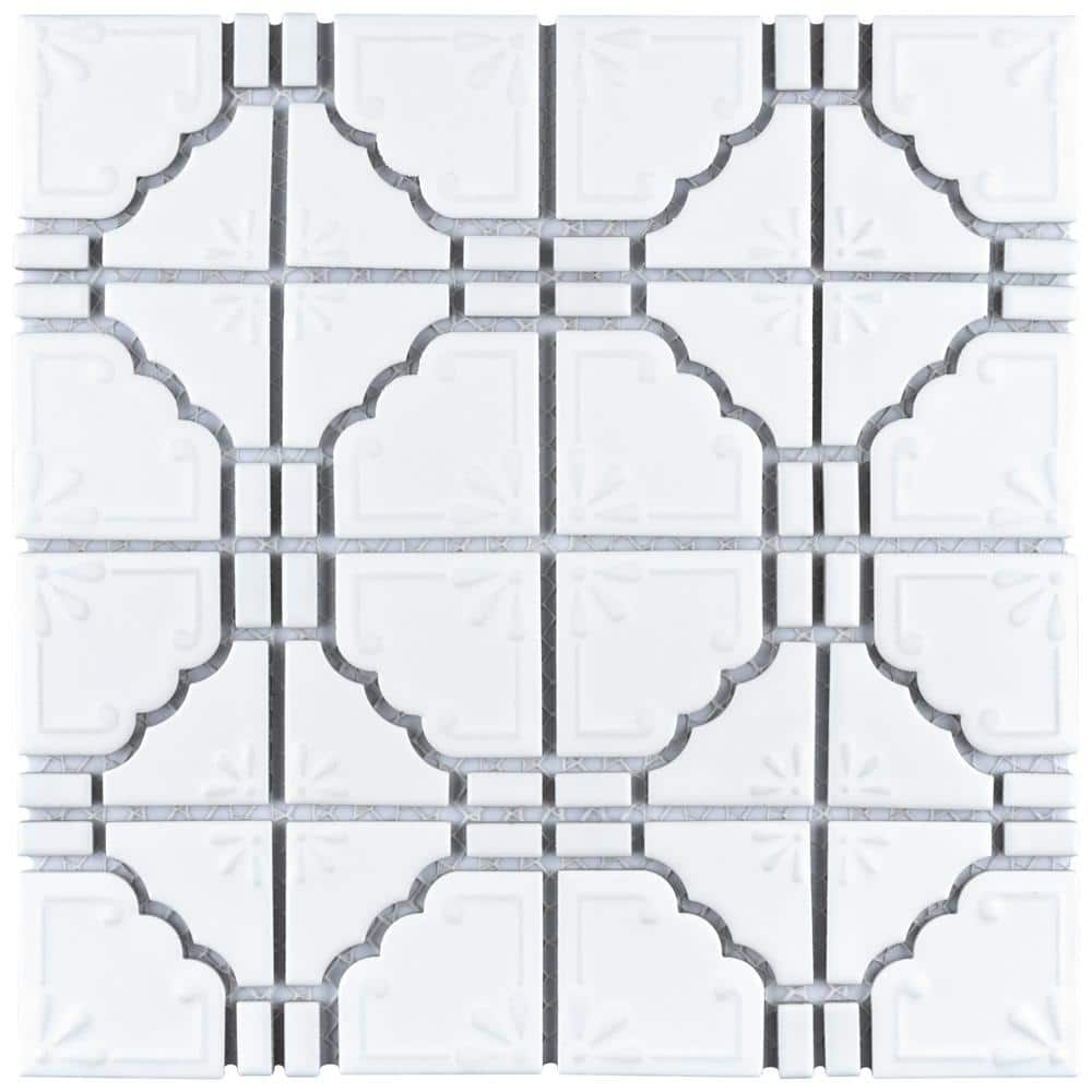 Hudson Moonbeam Matte White 12 in. x 12 in. Porcelain Floor and Wall Mosaic Tile (9.8 sq. ft./Case) - Hercitys