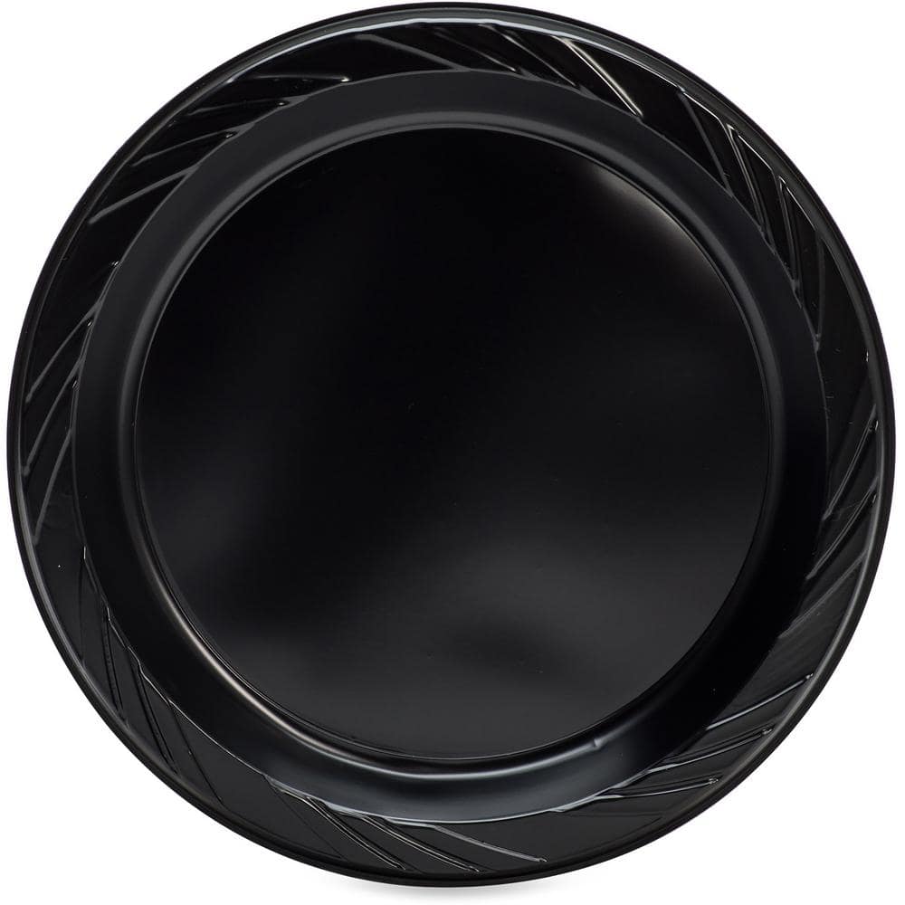 9 in. Black Disposable Plastic Plates (125 Per Case) - Hercitys