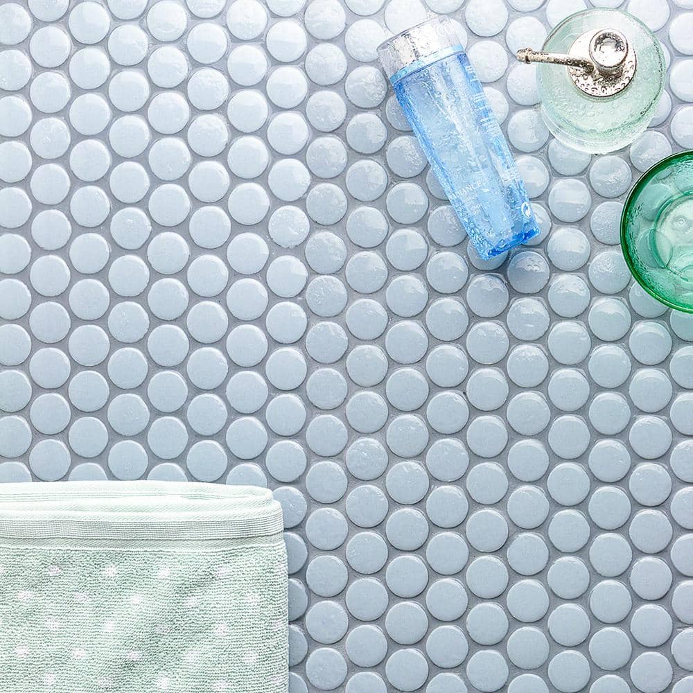 Joy Sky 12.32 in. x 12.99 in. Polished Ceramic Floor and Wall Mosaic Tile (1.11 Sq. Ft./Each) - Hercitys