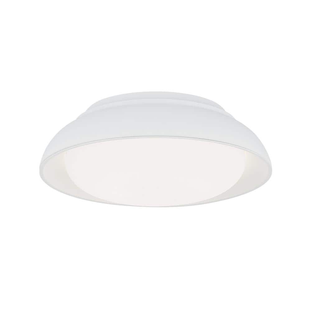Vantage 15 in. 1-Light Sand White LED Flush Mount with White Acrylic Shade - Hercitys