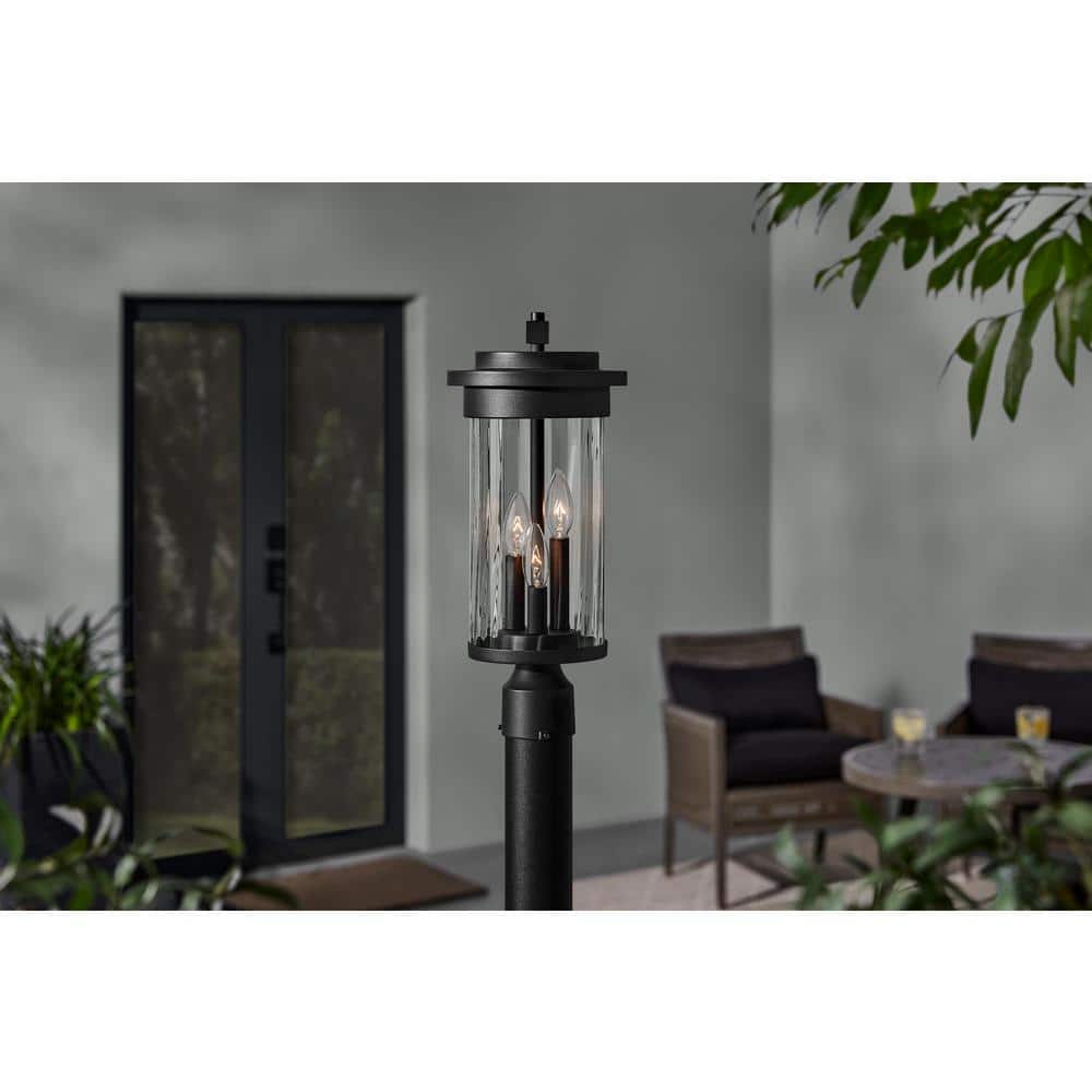 Northwood 3-Light Black Outdoor Lamp Post Light Fixture with Clear Glass - Hercitys