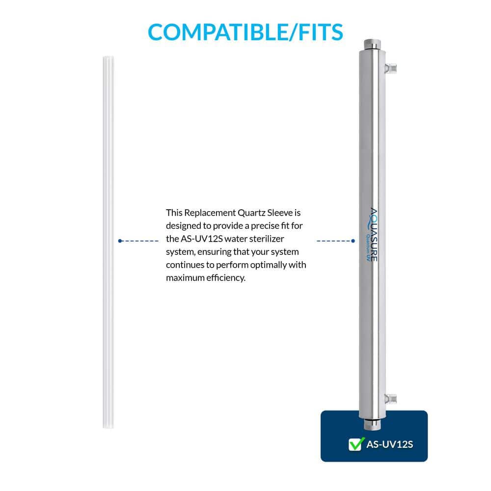 Quantum 12 GPM Whole House Ultraviolet UV Replacement Quartz Sleeve Tube, Compatible with AS-UV12S - Hercitys