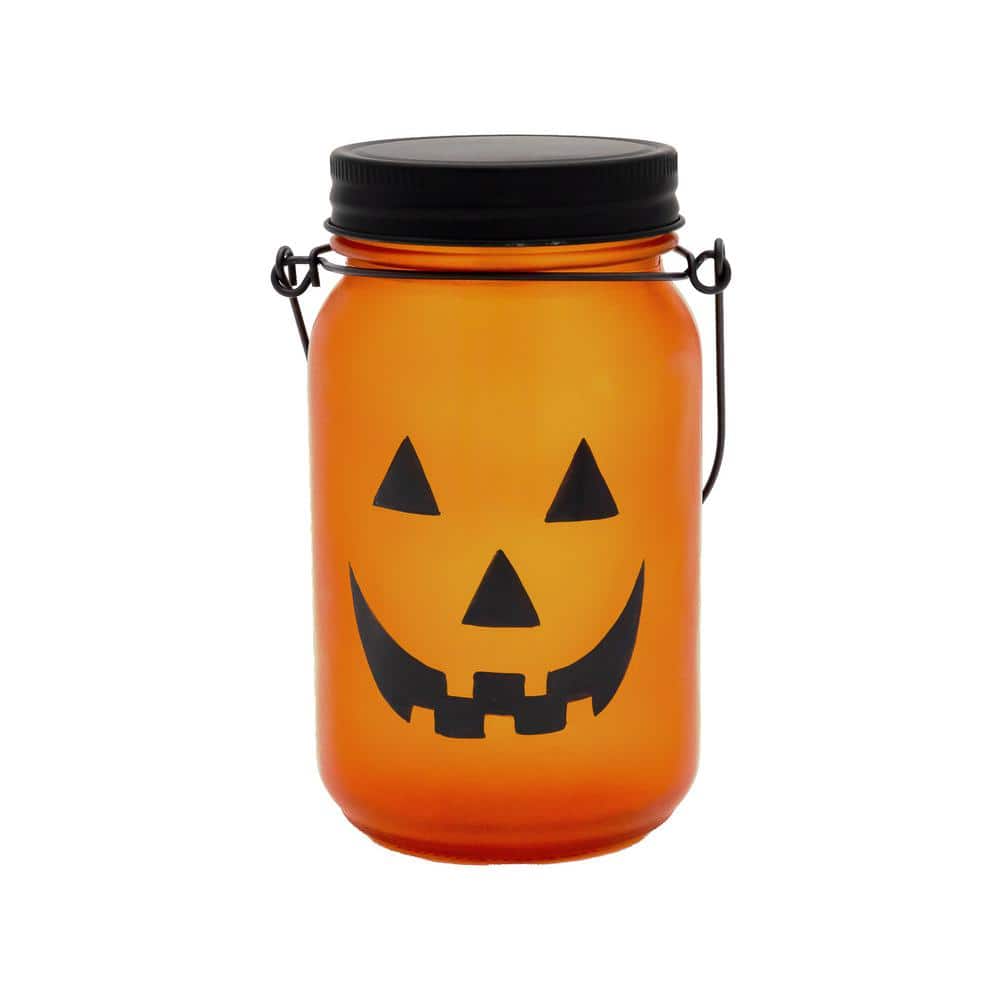 Battery Operated Flame Effect Jack O’Lantern Mason Jar - Hercitys