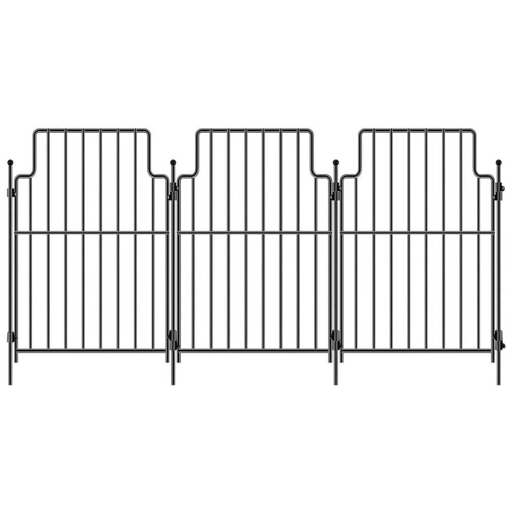 Decorative Garden Fence 21 in. Rustproof Metal Animal Barrier No Dig Fence Panels for Outdoor Yard Patio 10 Pack - Hercitys